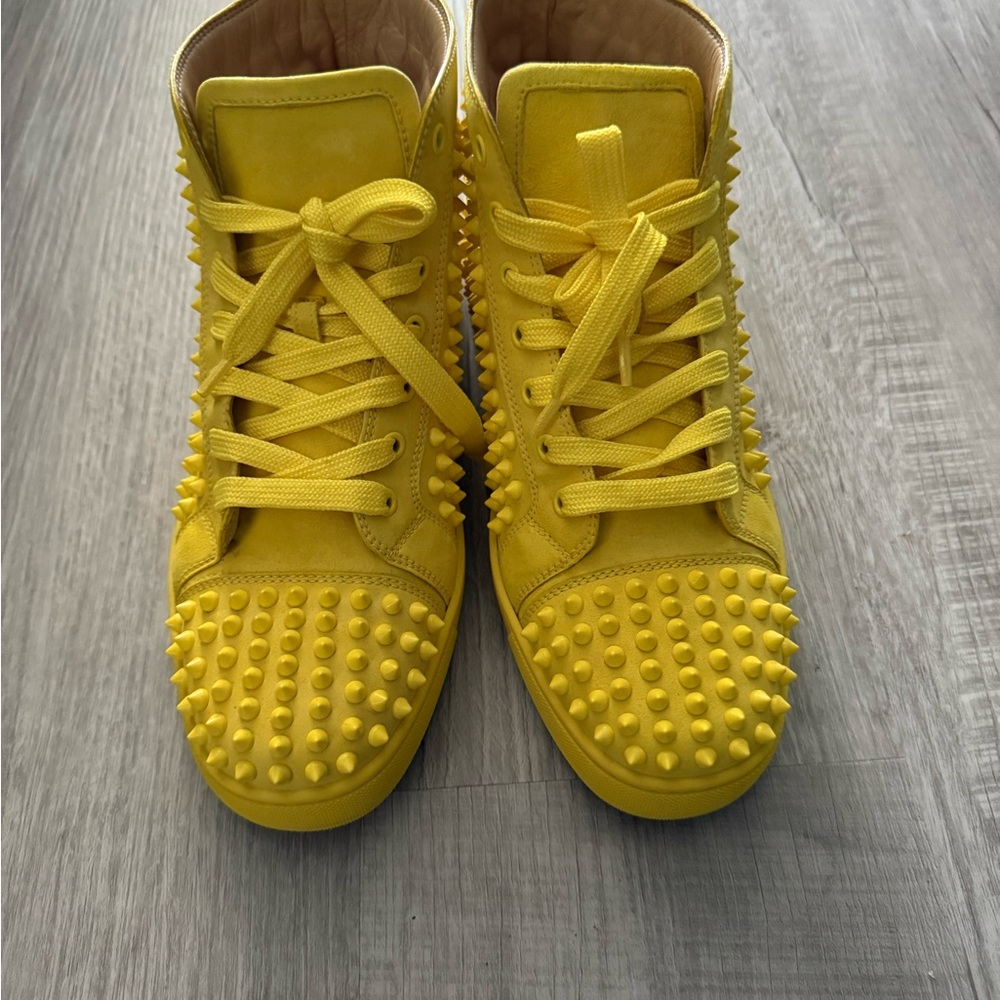 Christian Louboutin Yellow High-Top Spiked Sneakers